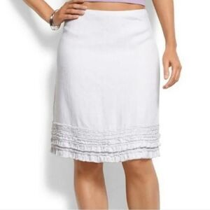 Tommy Bahama Two Palms Ruffle Hem Linen Skirt In White Size 4